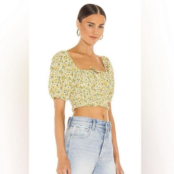 Faithful The Brand Yellow and Green Womens Crop Top in Size 4 NWT MSRP $140 - Picture 1 of 6